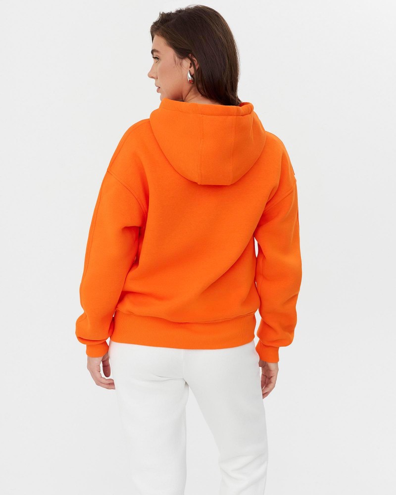 Худі з кишенею-кенгуру на флісі від FASHIONISTA оранжевий