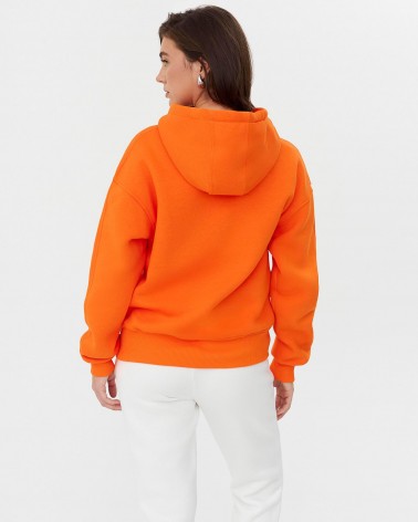 Худі з кишенею-кенгуру на флісі від FASHIONISTA оранжевий