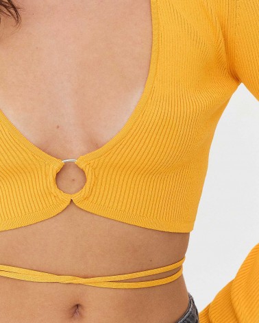 Джемпер вкорочений з кільцем та зав'язкою від FASHIONISTA оранжевий