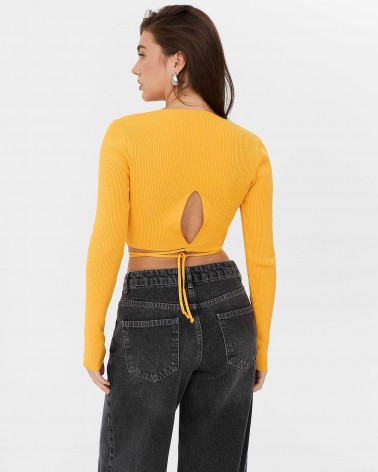 Джемпер вкорочений з кільцем та зав'язкою від FASHIONISTA оранжевий