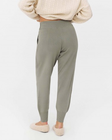 Штани однотонні з поясом-зав'язкою від FASHIONISTA фісташковий