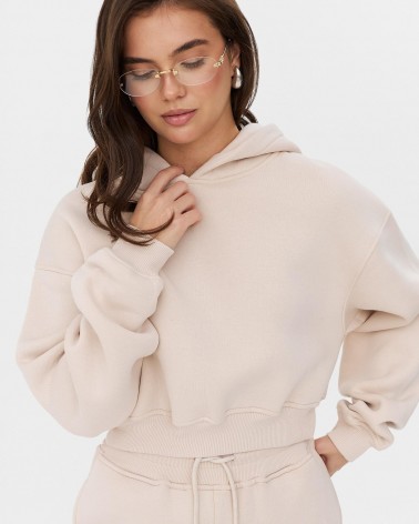 Світло-бежеве вкорочене худі трикотажне з флісом FASHIONISTA