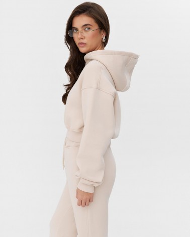 Світло-бежеве вкорочене худі трикотажне з флісом FASHIONISTA