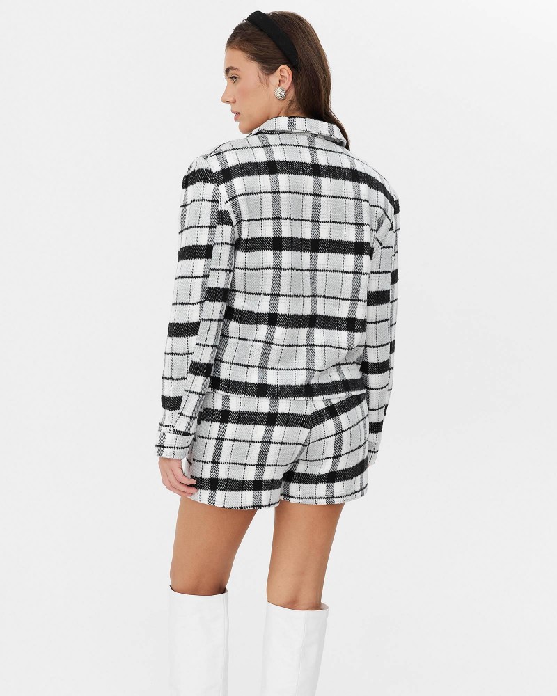 Чорно-білий жакет в клітинку на блискавці FASHIONISTA