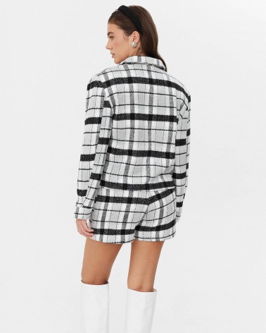 Чорно-білий жакет в клітинку на блискавці FASHIONISTA
