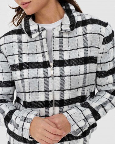 Чорно-білий жакет в клітинку на блискавці FASHIONISTA