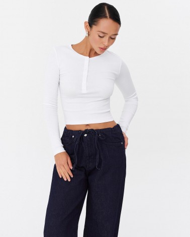 Білий лонгслів з прихованою застібкою FASHIONISTA