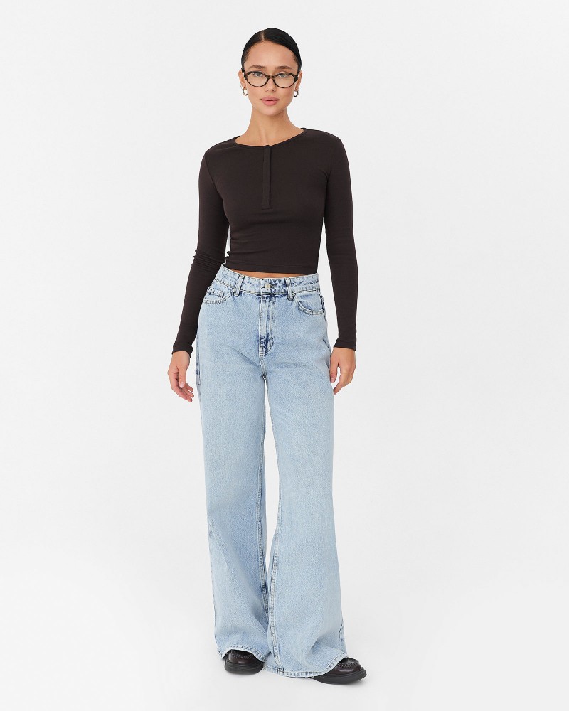 Коричневий лонгслів з прихованою застібкою FASHIONISTA