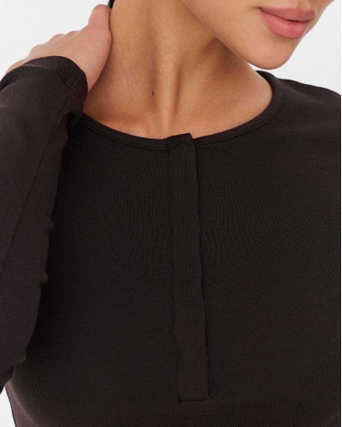 Коричневий лонгслів з прихованою застібкою FASHIONISTA