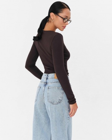 Коричневий лонгслів з прихованою застібкою FASHIONISTA