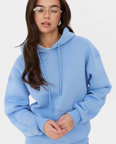 Худі з кишенею-кенгуру на флісі від FASHIONISTA блакитний