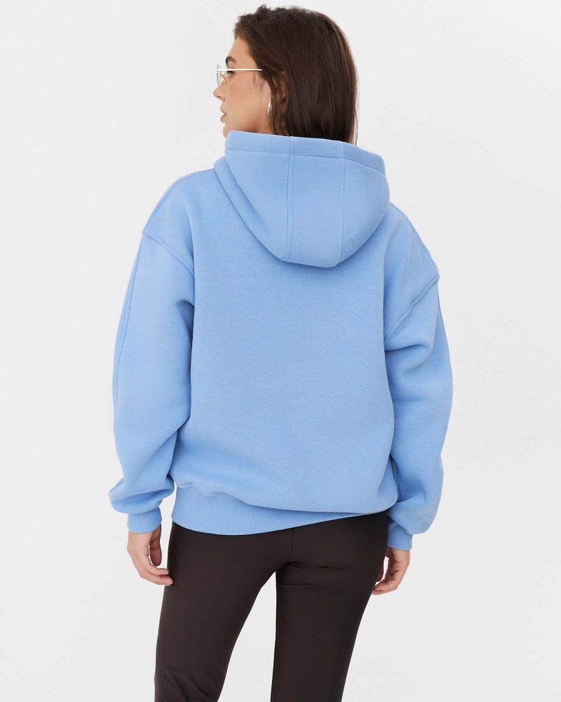 Худі з кишенею-кенгуру на флісі від FASHIONISTA блакитний Худі з кишенею-кенгуру на флісі від FASHIONISTA блакитний