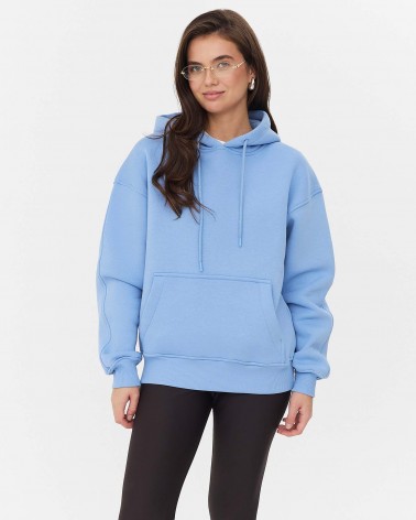 Худі з кишенею-кенгуру на флісі від FASHIONISTA блакитний