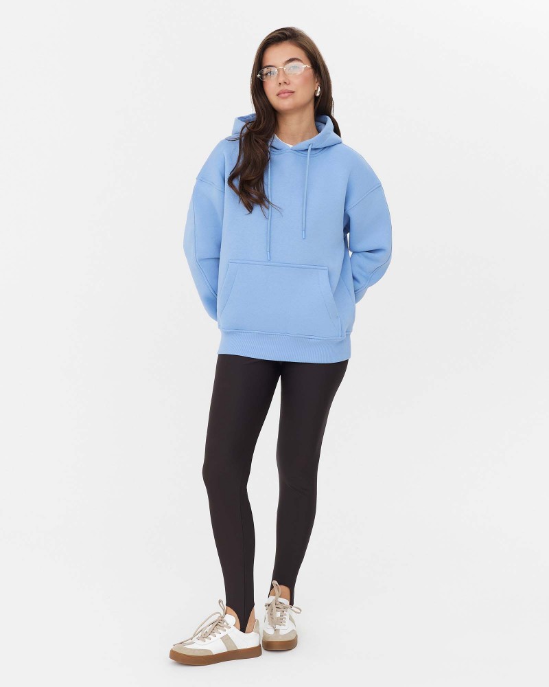 Худі з кишенею-кенгуру на флісі від FASHIONISTA блакитний Худі з кишенею-кенгуру на флісі від FASHIONISTA блакитний