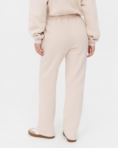 Бежеві трикотажні штани прямого крою з флісом FASHIONISTA