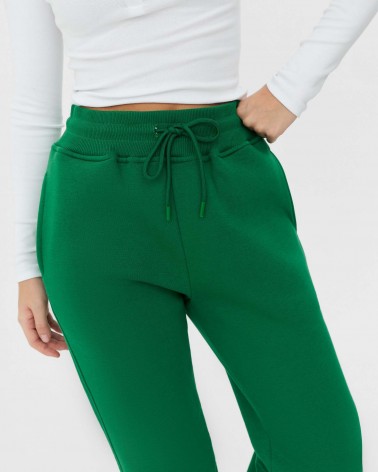 Зелені трикотажні штани прямого крою з флісом FASHIONISTA