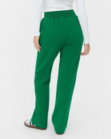 Зелені трикотажні штани прямого крою з флісом FASHIONISTA