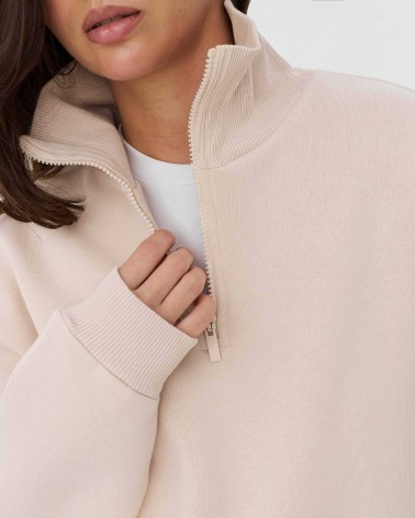 Світшот Basic з блискавкою та флісом від FASHIONISTA світло-бежевий