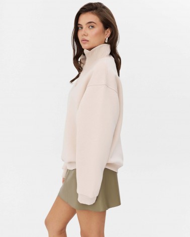 Світшот Basic з блискавкою та флісом від FASHIONISTA світло-бежевий