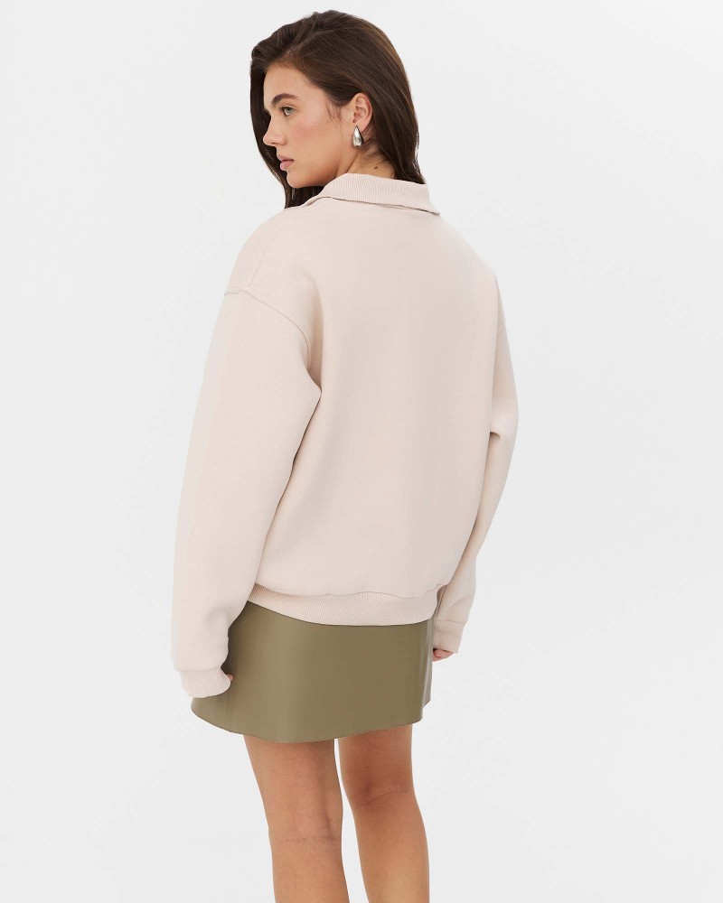 Світшот Basic з блискавкою та флісом від FASHIONISTA світло-бежевий Світшот Basic з блискавкою та флісом від FASHIONISTA світло-бежевий