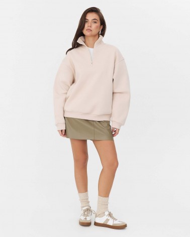 Світшот Basic з блискавкою та флісом від FASHIONISTA світло-бежевий