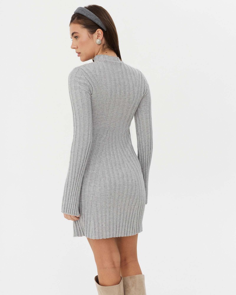 Сукня трикотажна з  коміром-стійкою від FASHIONISTA сірий