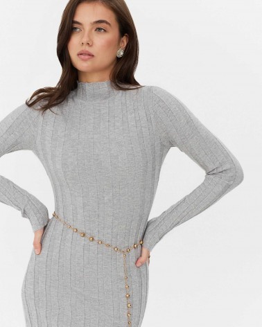 Сукня трикотажна з розрізом від FASHIONISTA сірий