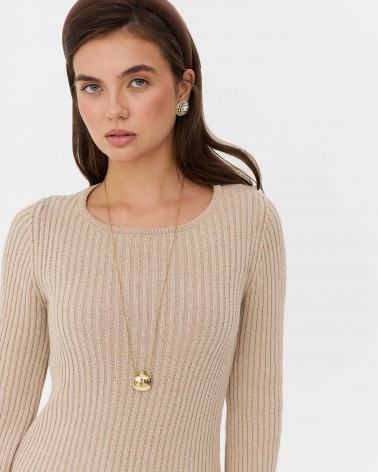 Сукня трикотажна з вирізом на спині від FASHIONISTA бежевий