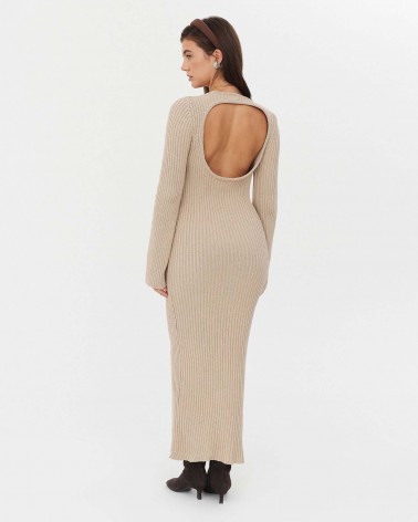 Сукня трикотажна з вирізом на спині від FASHIONISTA бежевий