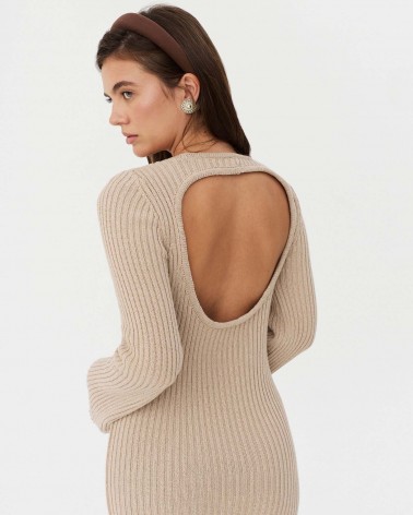 Сукня трикотажна з вирізом на спині від FASHIONISTA бежевий