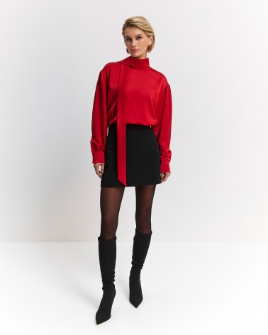 Червона блуза Linora із зав'язкою FASHIIONISTA