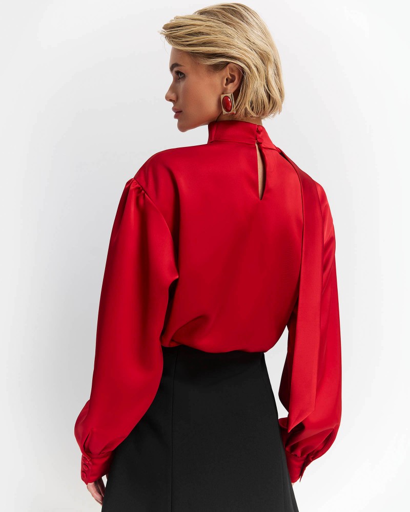 Червона блуза Linora із зав'язкою FASHIIONISTA