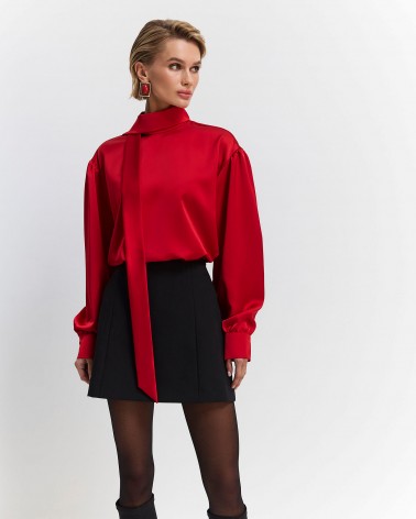 Червона блуза Linora із зав'язкою FASHIIONISTA