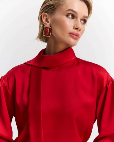 Червона блуза Linora із зав'язкою FASHIIONISTA