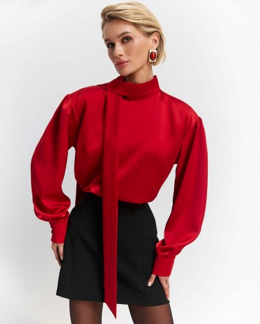 Червона блуза Linora із зав'язкою FASHIIONISTA
