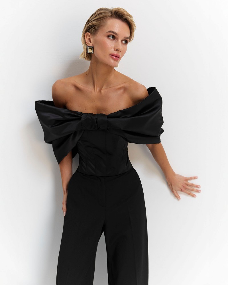 Чорний корсет Marielle з бантом FASHIONISTA