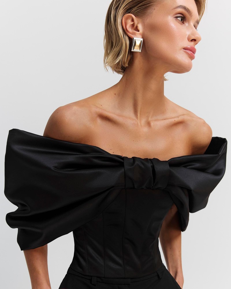 Чорний корсет Marielle з бантом FASHIONISTA