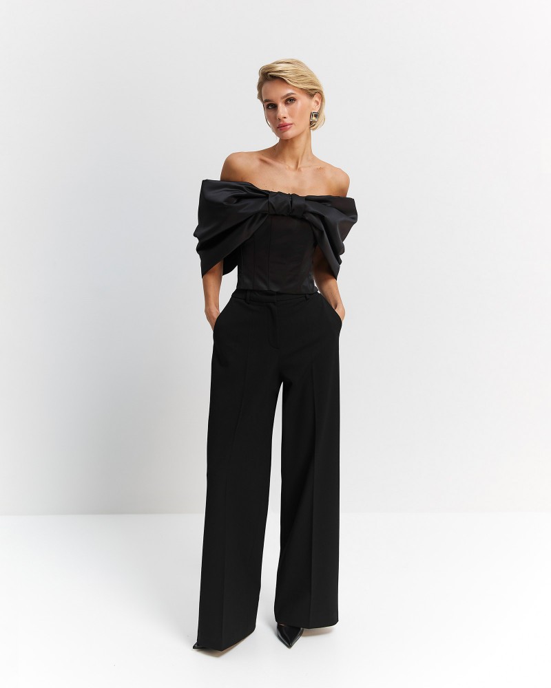 Чорний корсет Marielle з бантом FASHIONISTA