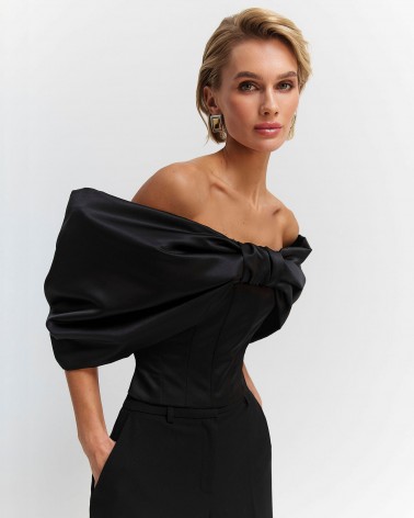 Чорний корсет Marielle з бантом FASHIONISTA