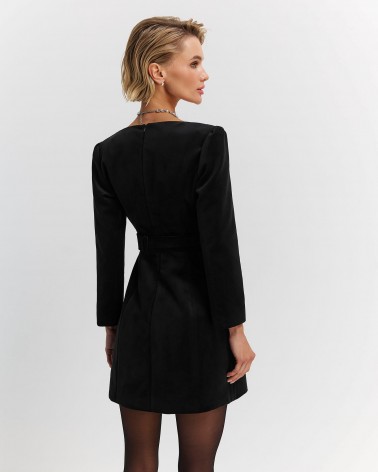 Чорна мінісукня з прямокутним вирізом та поясом FASHIONISTA