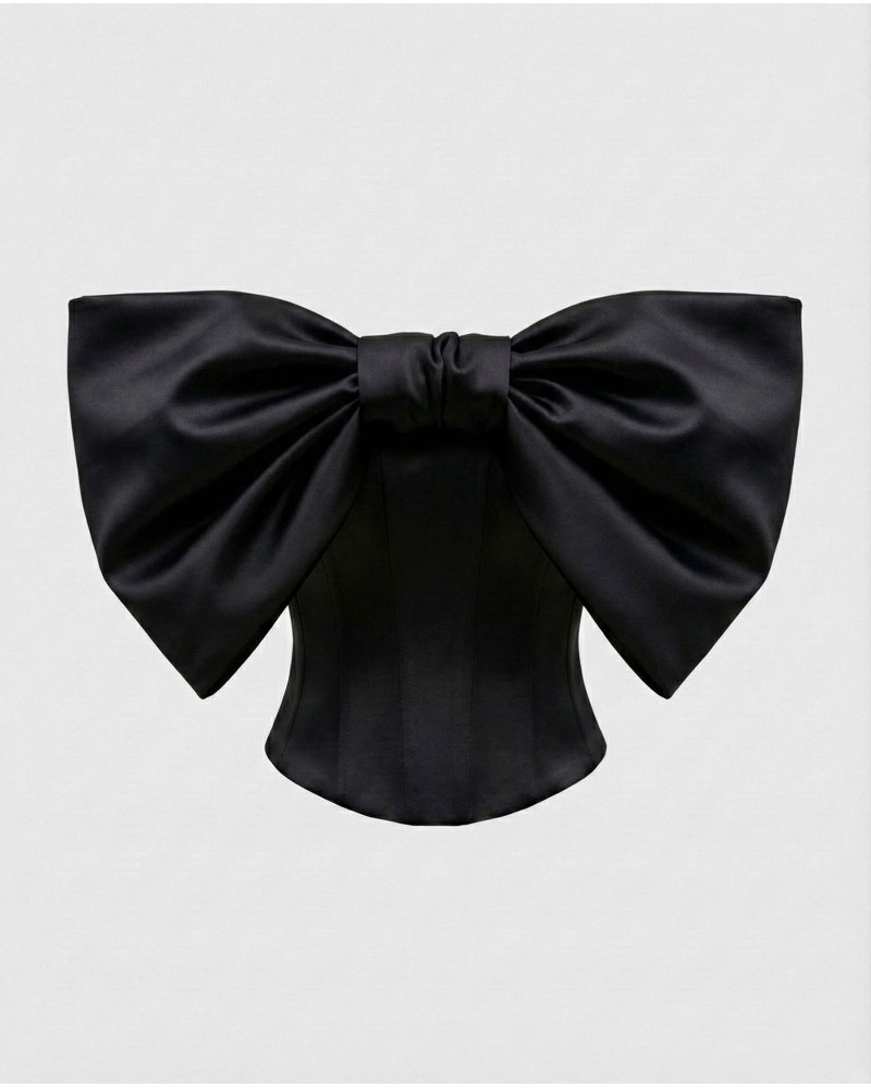 Чорний корсет Marielle з бантом FASHIONISTA