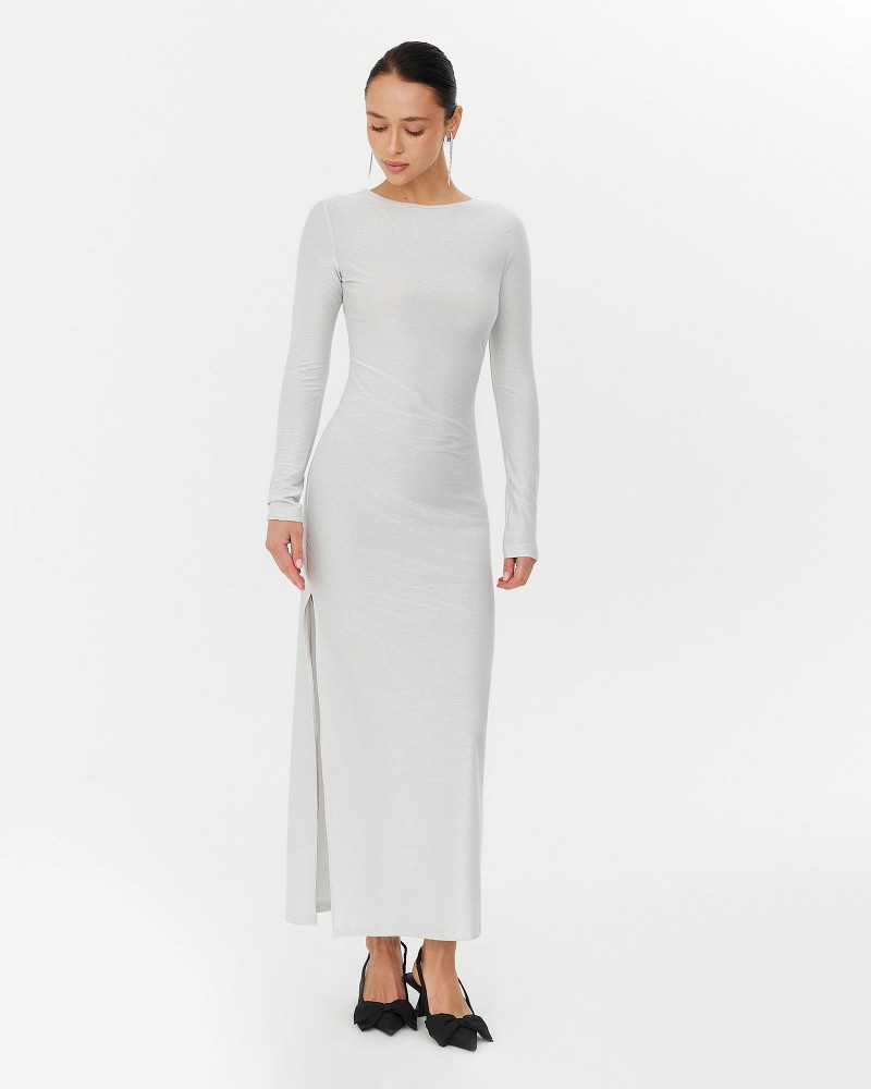 Сукня Shiny з розрізом від FASHIONISTA срібний