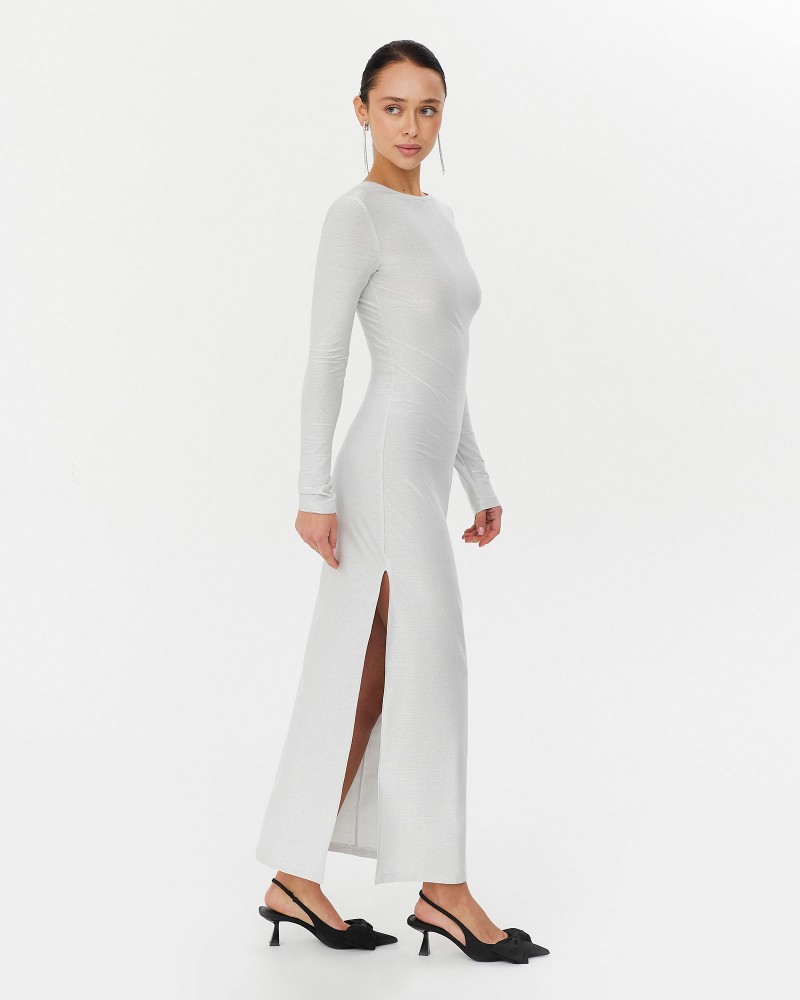 Сукня Shiny з розрізом від FASHIONISTA срібний