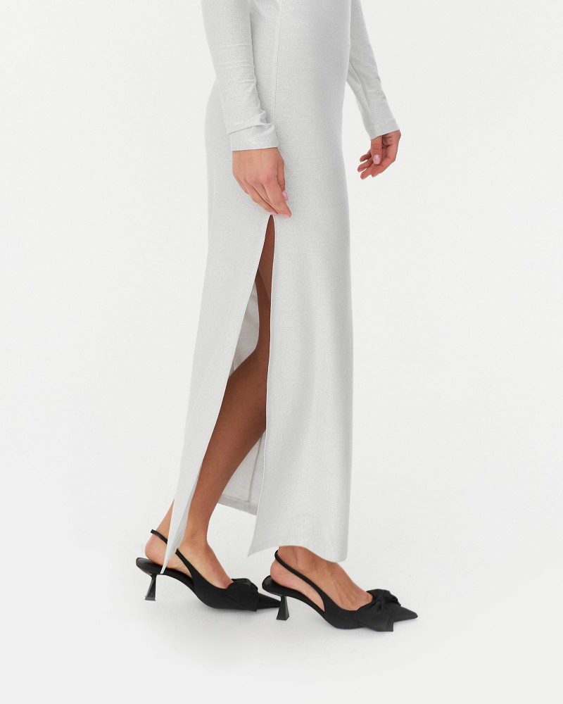 Сукня Shiny з розрізом від FASHIONISTA срібний