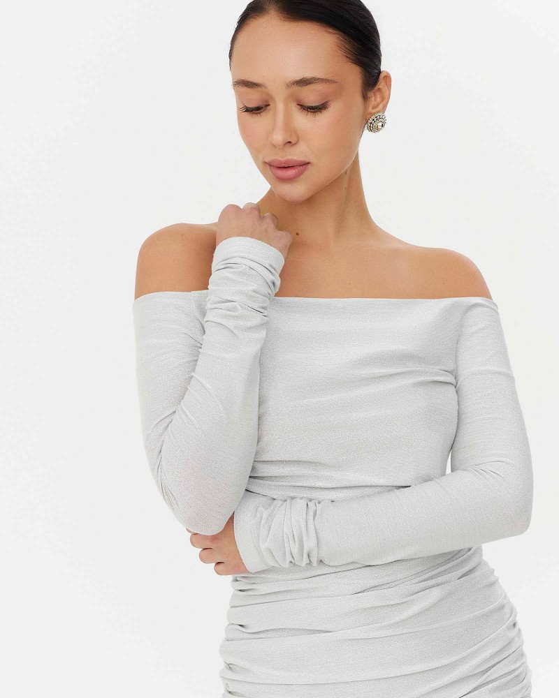 Сукня Shiny з драпіруванням від FASHIONISTA срібний