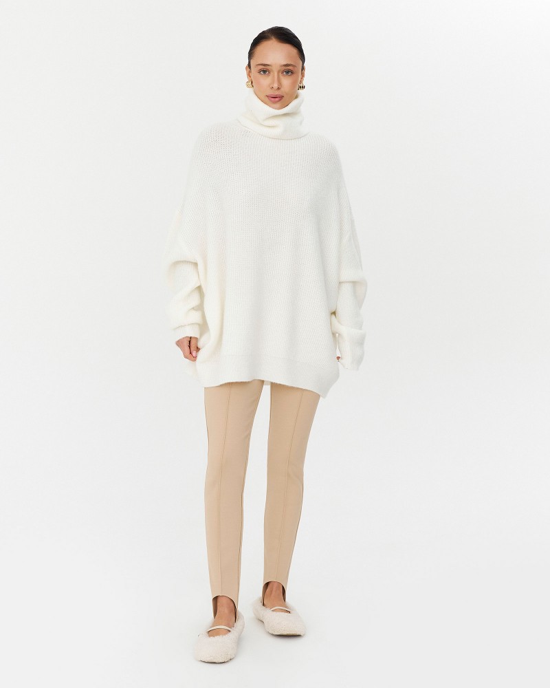 Легінси з декоративними швами та штрипками від FASHIONISTA бежевий