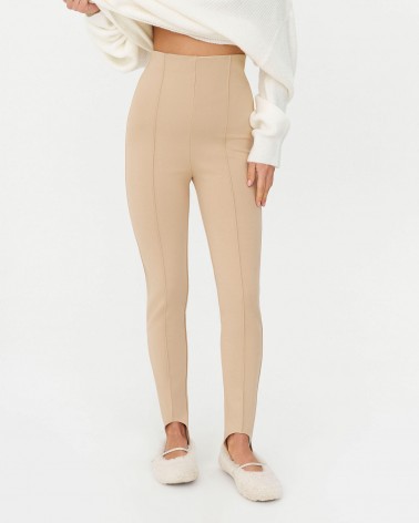 Легінси з декоративними швами та штрипками від FASHIONISTA бежевий
