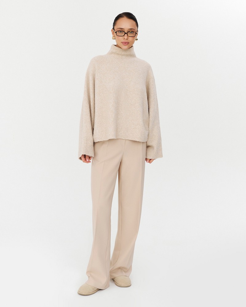 Штани-палацо з виточками від FASHIONISTA світло-бежевий