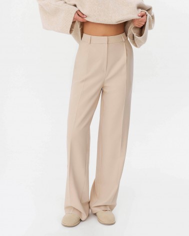 Штани-палацо з виточками від FASHIONISTA світло-бежевий