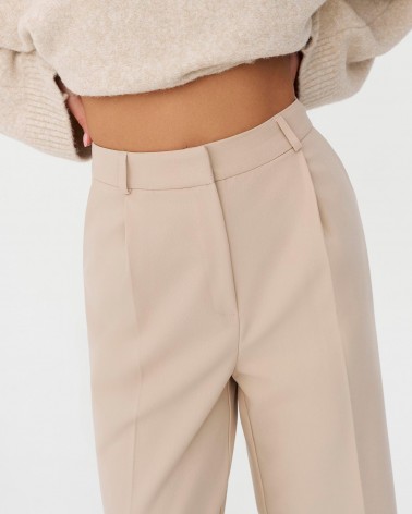 Штани-палацо з виточками від FASHIONISTA світло-бежевий
